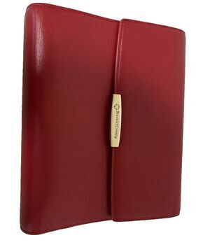 Vintage Red Leather Franklin Covey Planner 6 Ring Wrist Strap Wallet Pockets